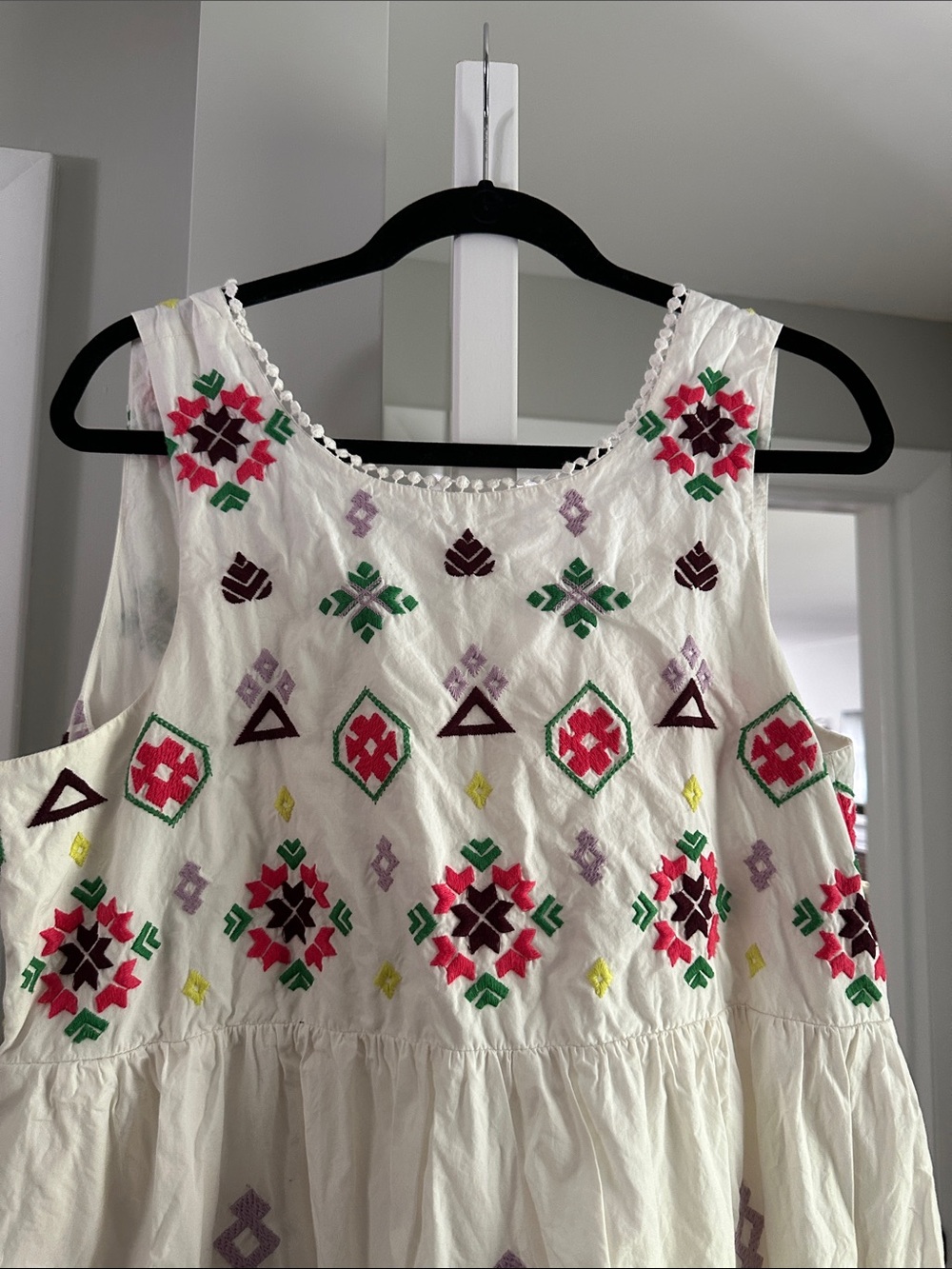 Anthropologie Dolly White Embroidered Bohemian Dress - Picture 3 of 7